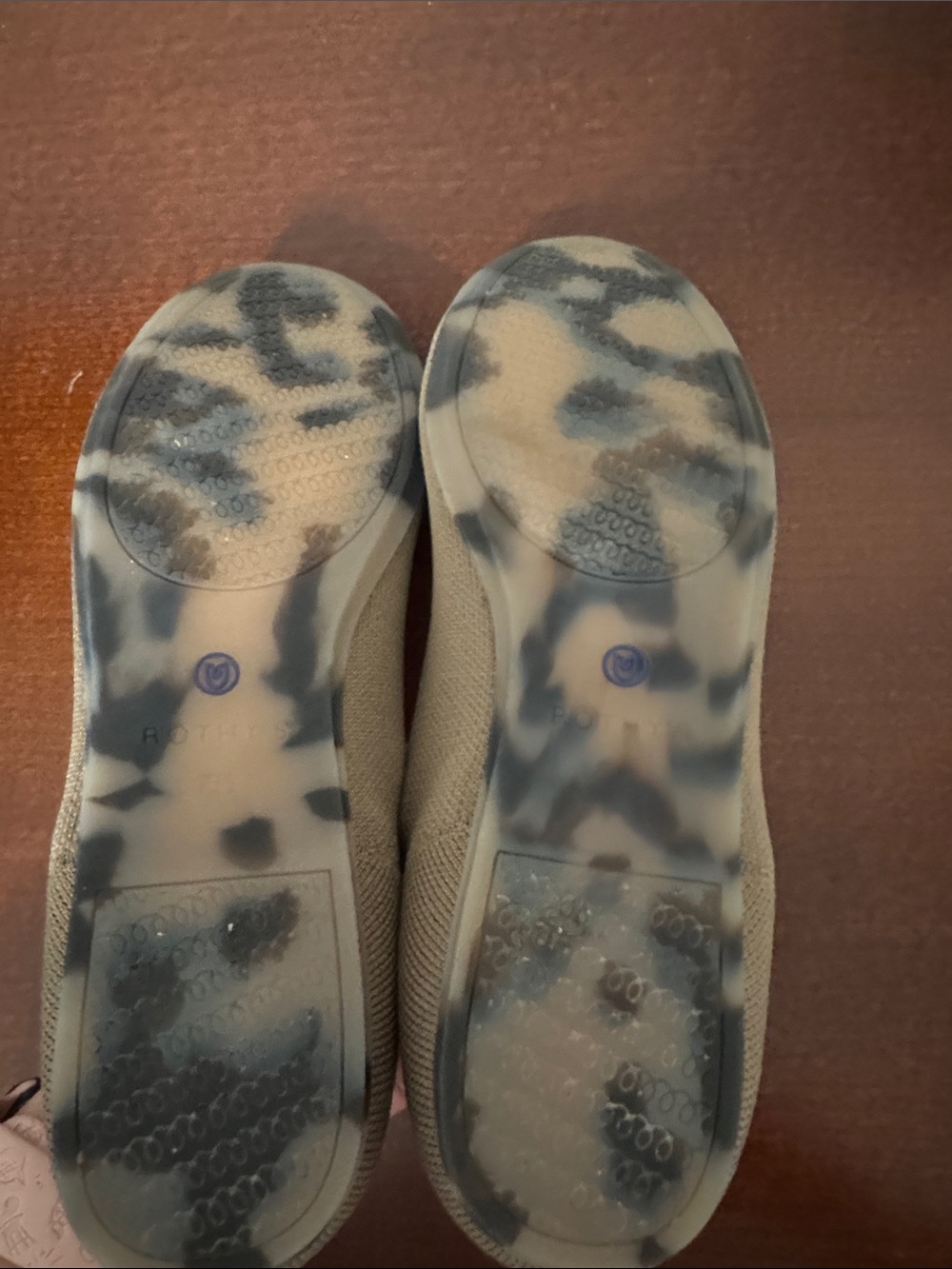 Rothy's Portobello Taupe Riund Flats with Blue Trim - Picture 3 of 6